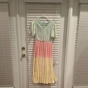 Ivy City Co Mint, Pink, and Yellow Dress